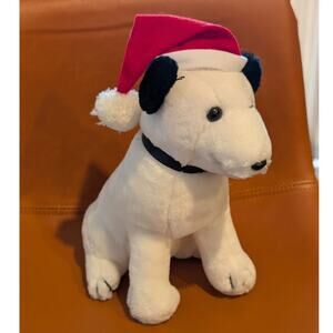 Vintage 1993 Dakin RCA Nipper Dog Plush with Santa Hat